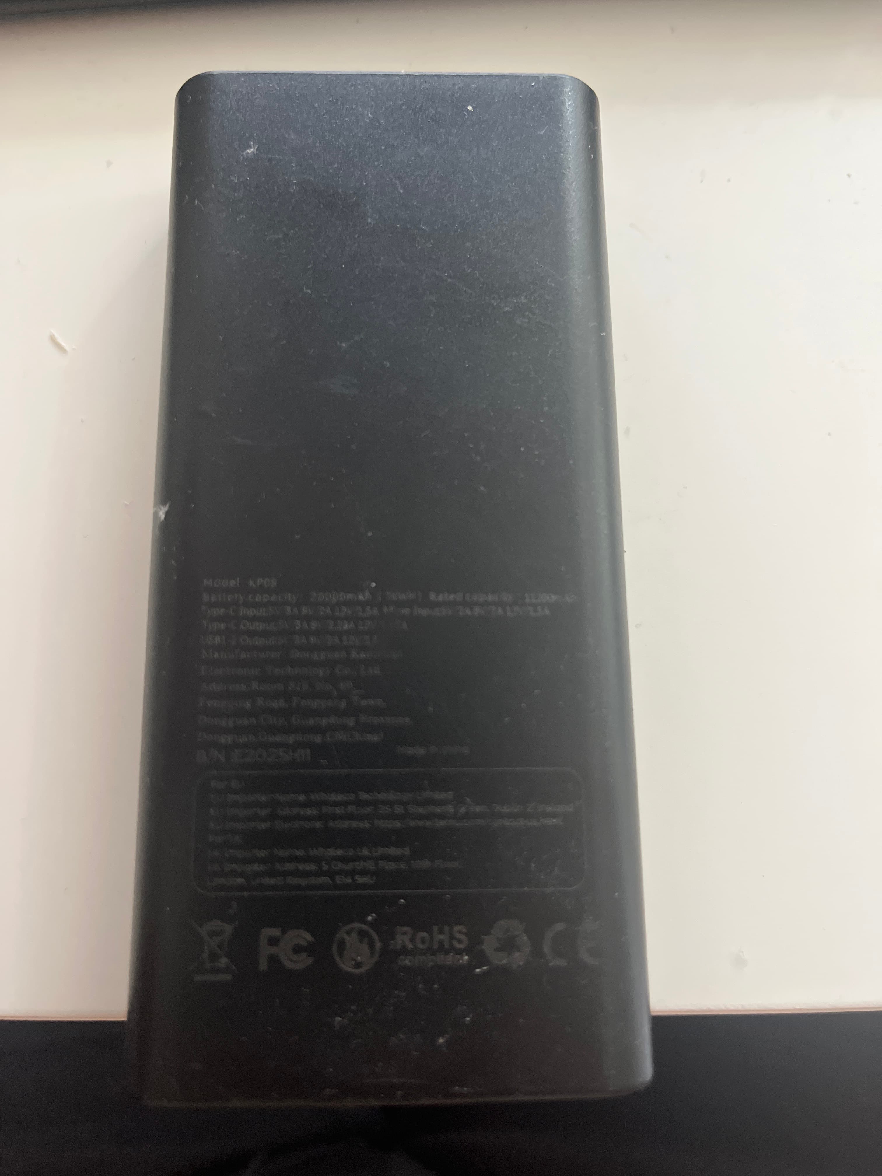 20000mAh Portable Power Bank (Model KP09)